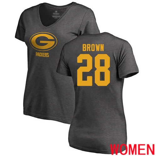 Green Bay Packers Ash Women #28 Brown Tony One Color Nike NFL T Shirt